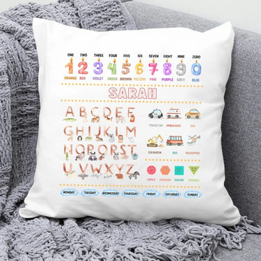 Customised Alphabet & Numbers Learning Pillow - Educational Nursery Accessory - DENMARY